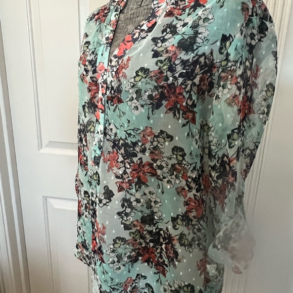 Kut from the Kloth Multicolor Henley Blouse -M - Picture 3 of 8